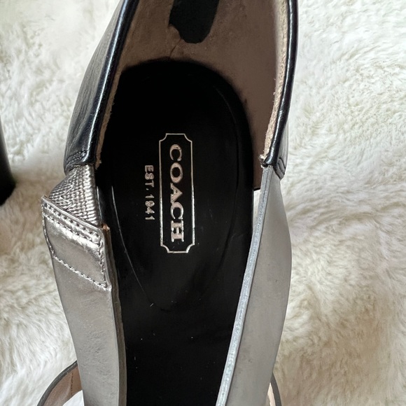 Coach Tawnee Leather Strappy Heels mirrored, vachetta and python embossed Leathe - Picture 3 of 17